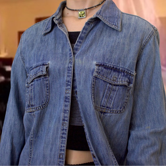 Vintage 90s grunge denim button up shirt - Picture 6 of 15